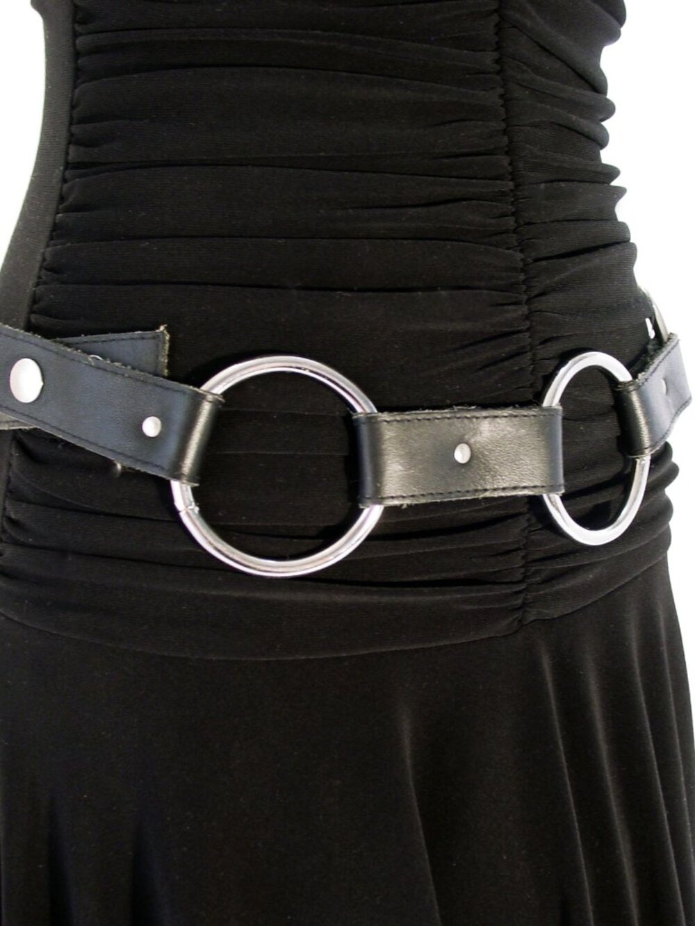 SILVER RINGS Leather Snap-On Chain Belt Women's M